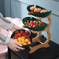 Wooden Serving Tray — Partitioned Fruit, Candy & Cake Platter