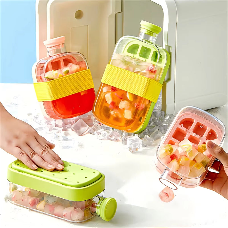 Ice Bottle Mold — Press & Release Ice Cube Maker with Straw