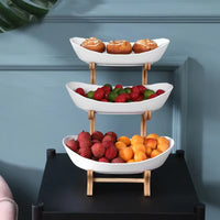 Wooden Serving Tray — Partitioned Fruit, Candy & Cake Platter