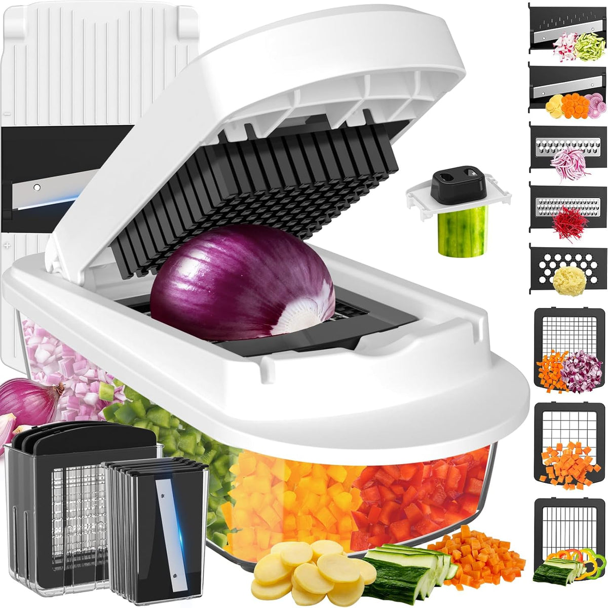 8-in-1 Vegetable Chopper — Mandoline Slicer with Container